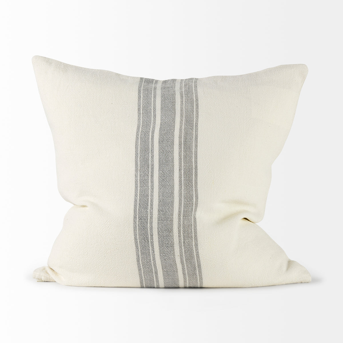 Patrice Cream Gray Striped Pillow with Filler (min order qty 2)-Decorative Pillows-DECOROLALA