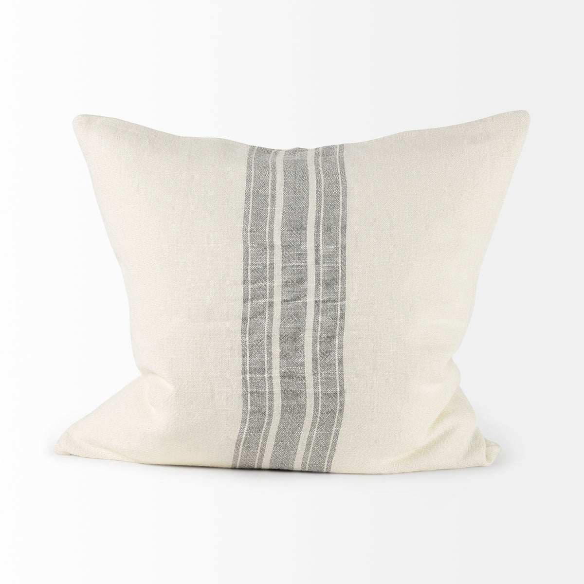 Patrice Cream Gray Striped Pillow with Filler (min order qty 2)-Decorative Pillows-DECOROLALA