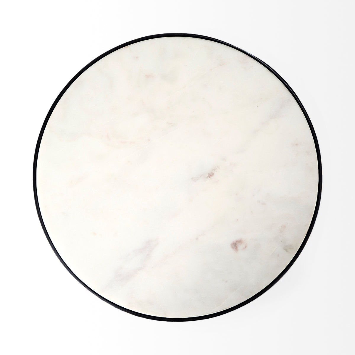 Patrick 23"H White Marble Top w/ Matte Black Metal Accent Table-Accent Tables-DECOROLALA