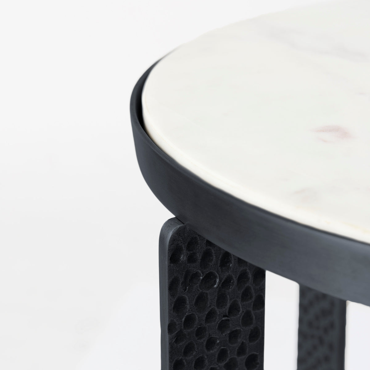 Patrick 23"H White Marble Top w/ Matte Black Metal Accent Table-Accent Tables-DECOROLALA