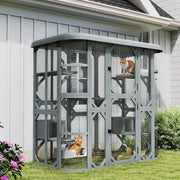 PawHut 71" Wooden Outdoor Catio Enclosure - Grey Fir Wood-Cats-DECOROLALA