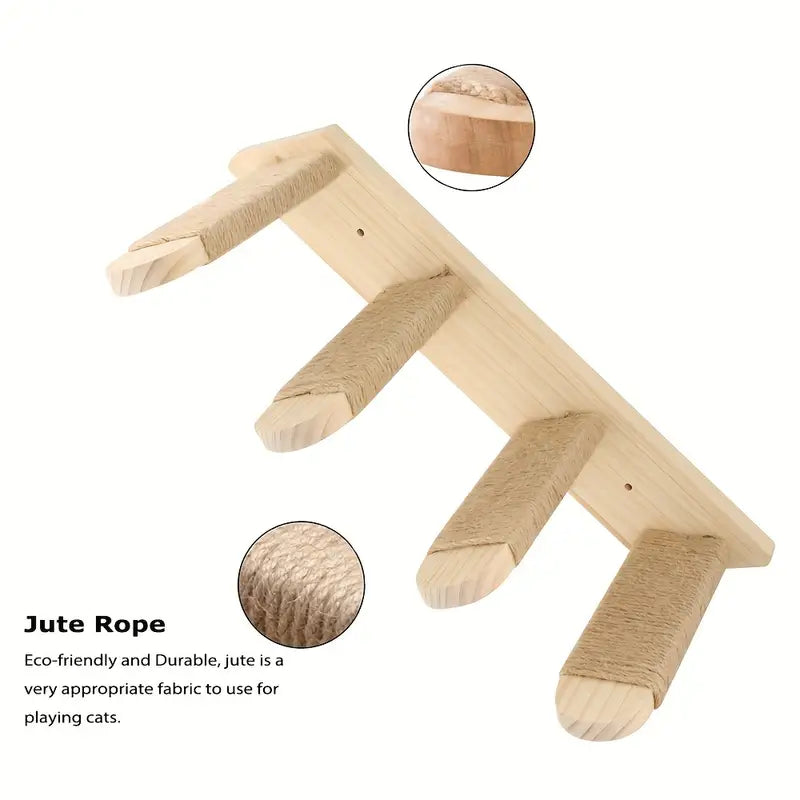 Paws & Play: Elevated Wooden Cat Climbing Shelf-Cat Furniture-DECOROLALA