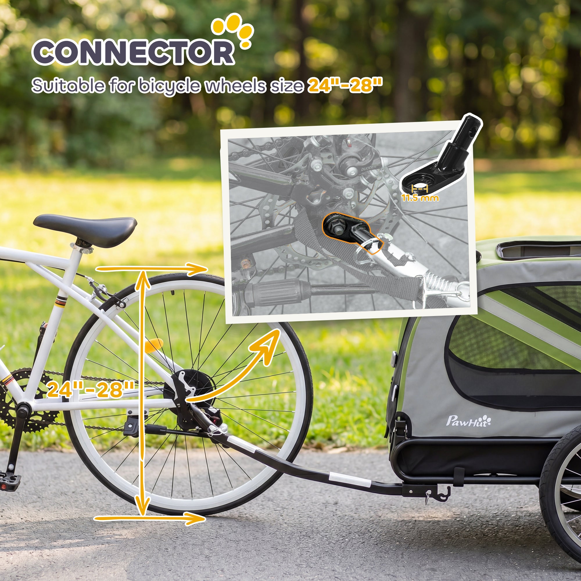 Dog Bike Trailer, 2-in-1 Dog Wagon Pet Stroller for Travel with Universal Wheel Reflectors Flag, Green