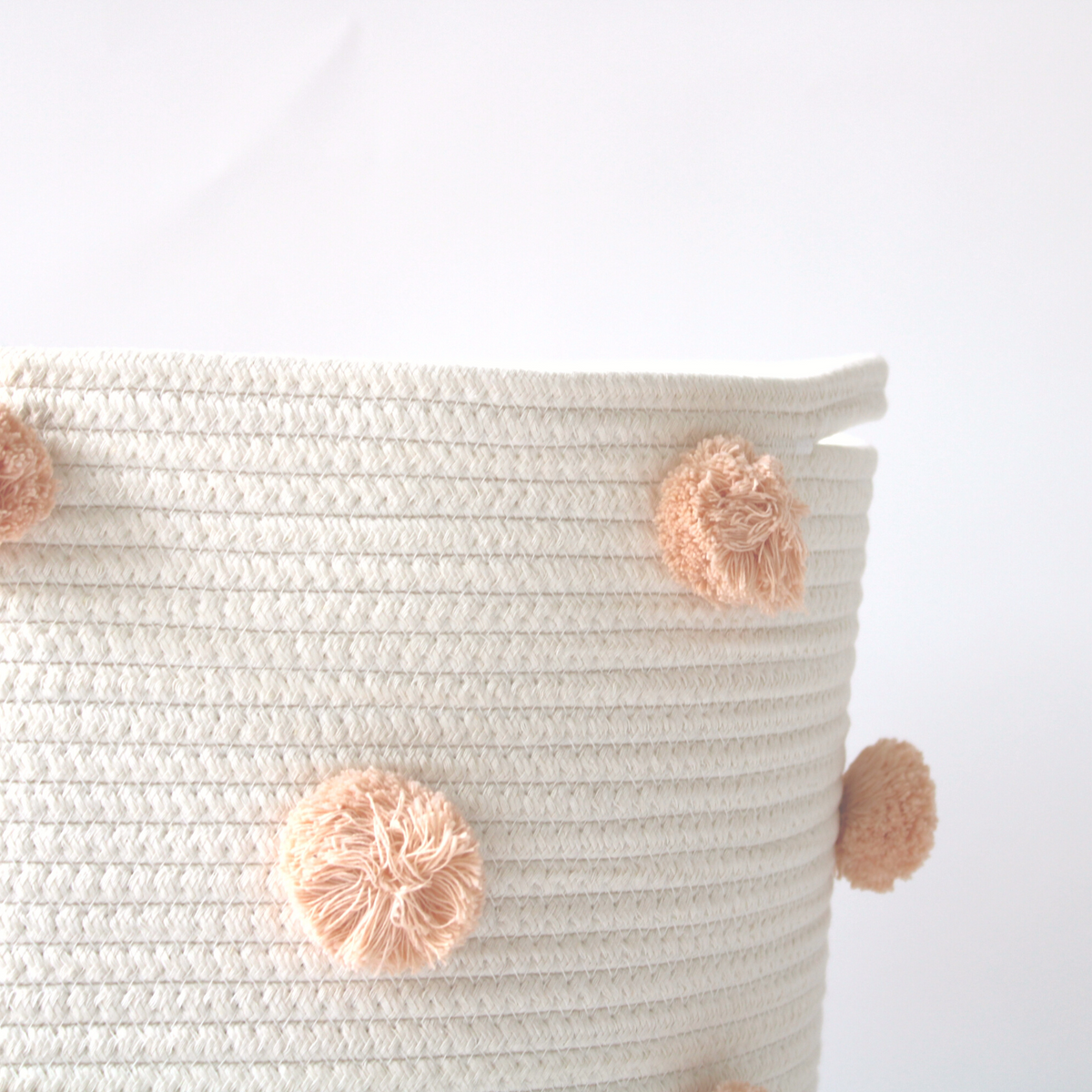 Peach Pom Basket - Large-Baskets-DECOROLALA