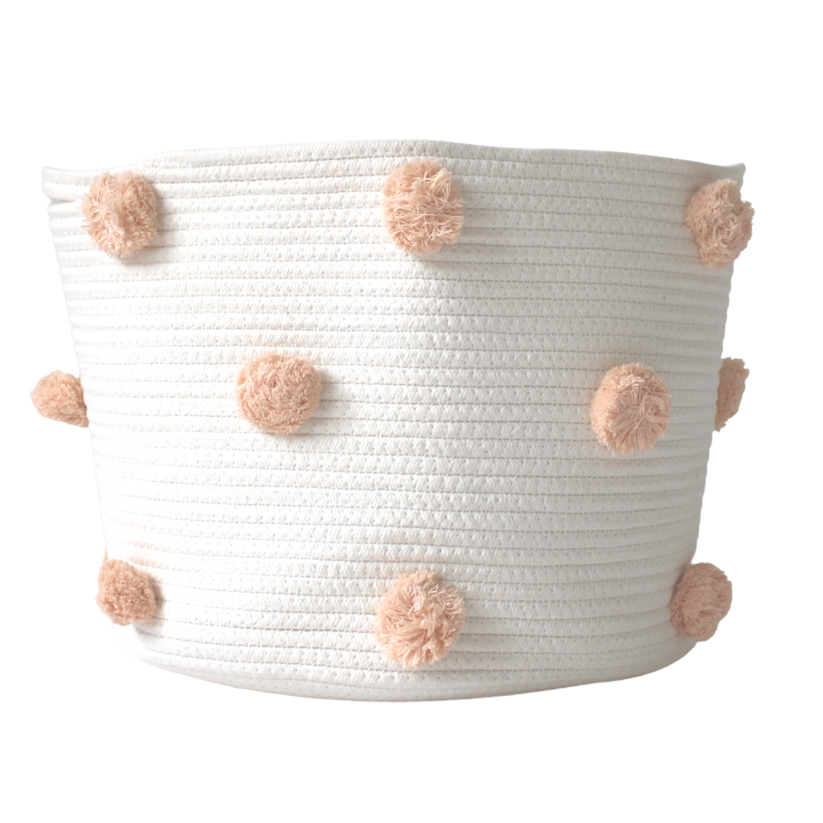 Peach Pom Basket - Large-Baskets-DECOROLALA