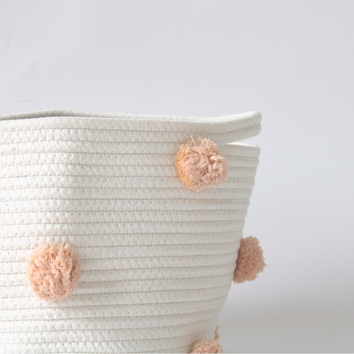 Peach Pom Basket - Medium-Baskets-DECOROLALA