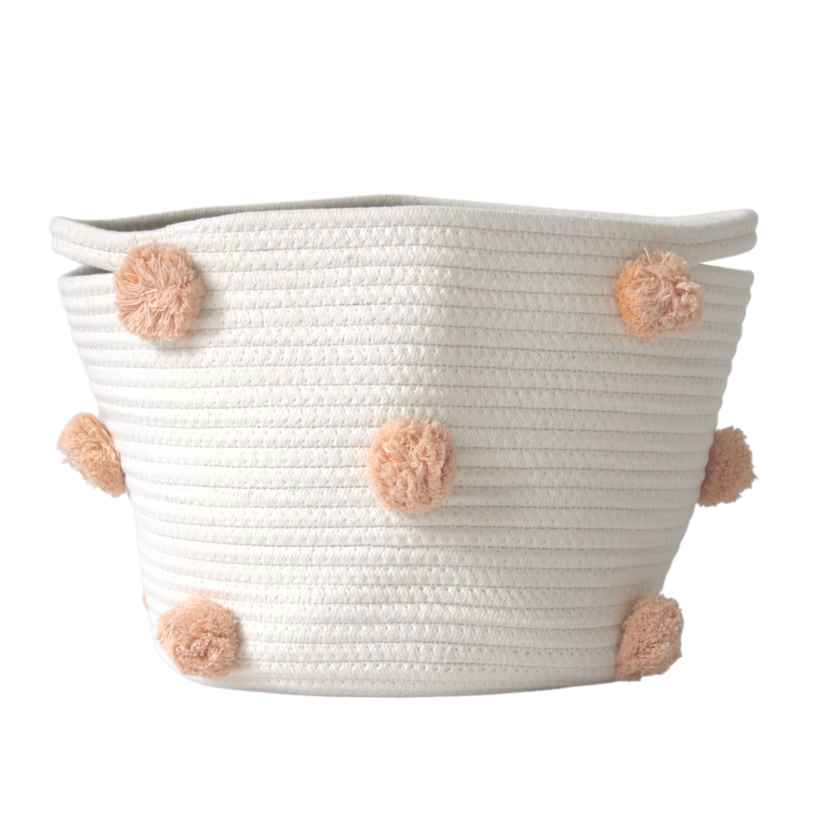 Peach Pom Basket - Medium-Baskets-DECOROLALA