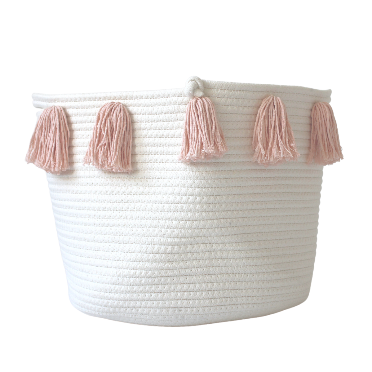 Peach Tassel Basket - Large-Baskets-DECOROLALA