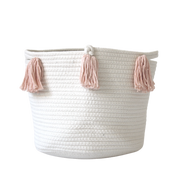Peach Tassel Basket - Medium-Baskets-DECOROLALA