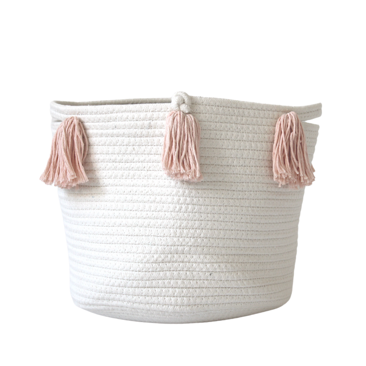 Peach Tassel Basket - Medium-Baskets-DECOROLALA