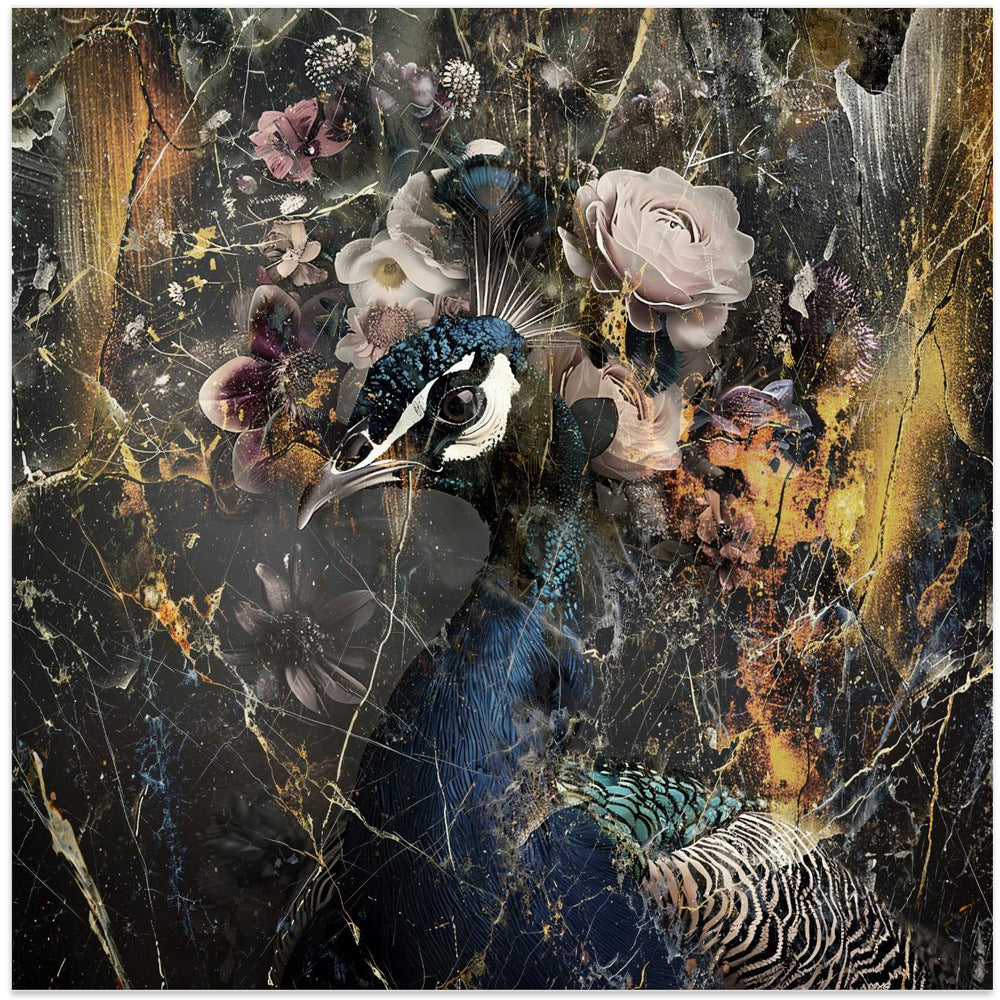 Peacock Animal Vintage Art Illustration Wallart 1-canvas-DECOROLALA