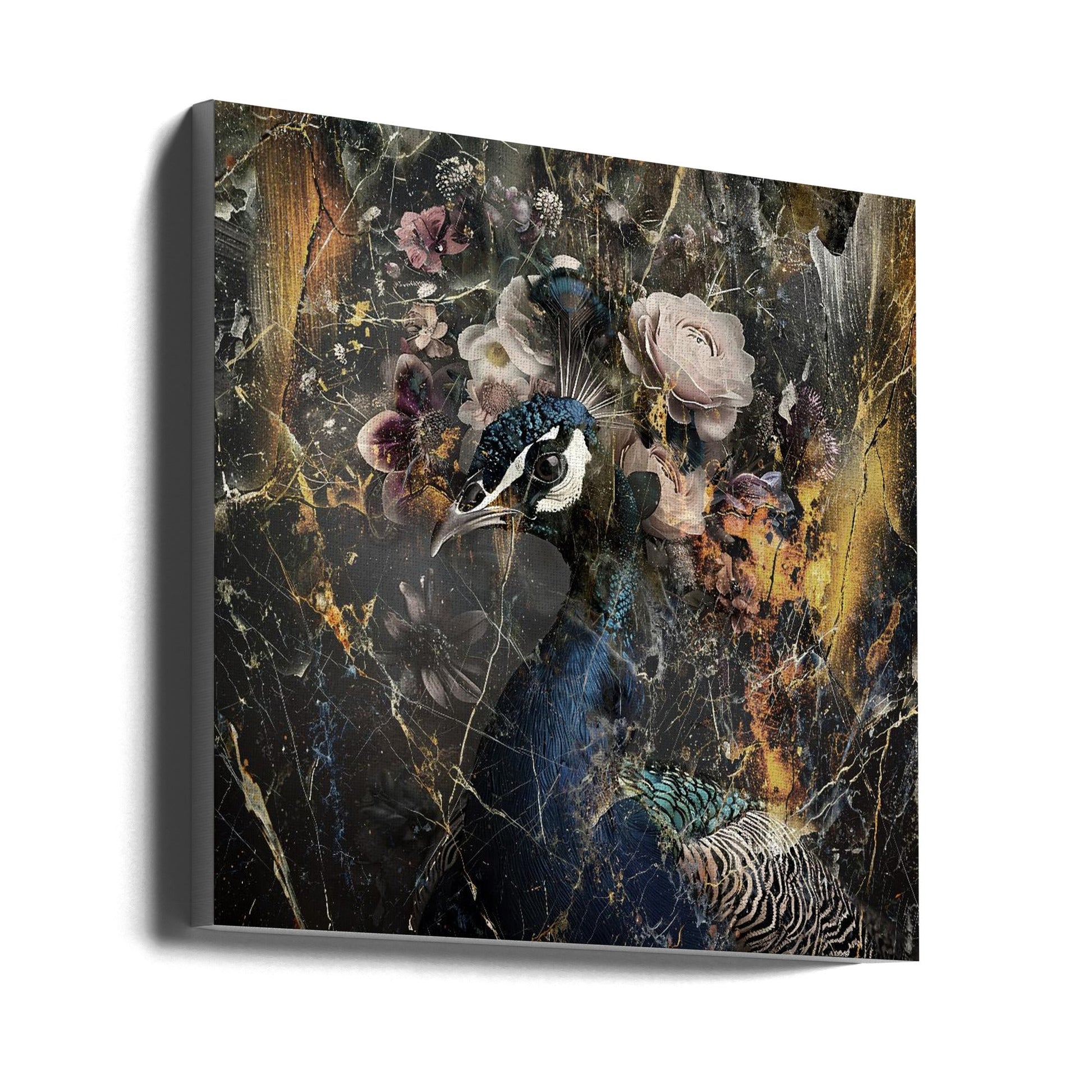 Peacock Animal Vintage Art Illustration Wallart 1-canvas-DECOROLALA