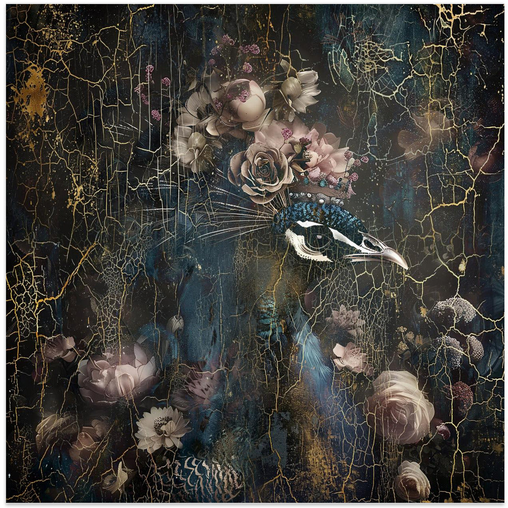 Peacock Animal Vintage Art Illustration Wallart 2-canvas-DECOROLALA