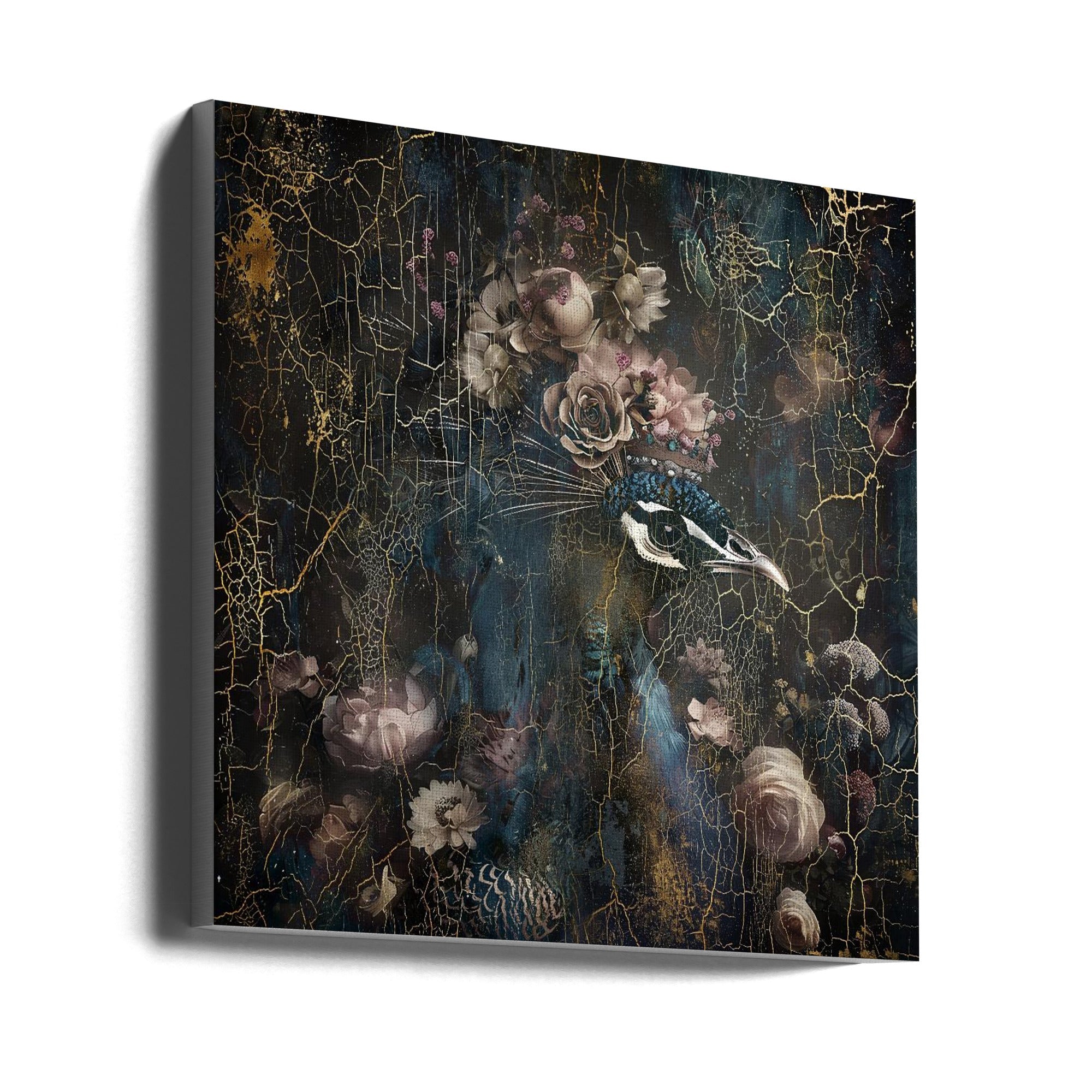 Peacock Animal Vintage Art Illustration Wallart 2-canvas-DECOROLALA