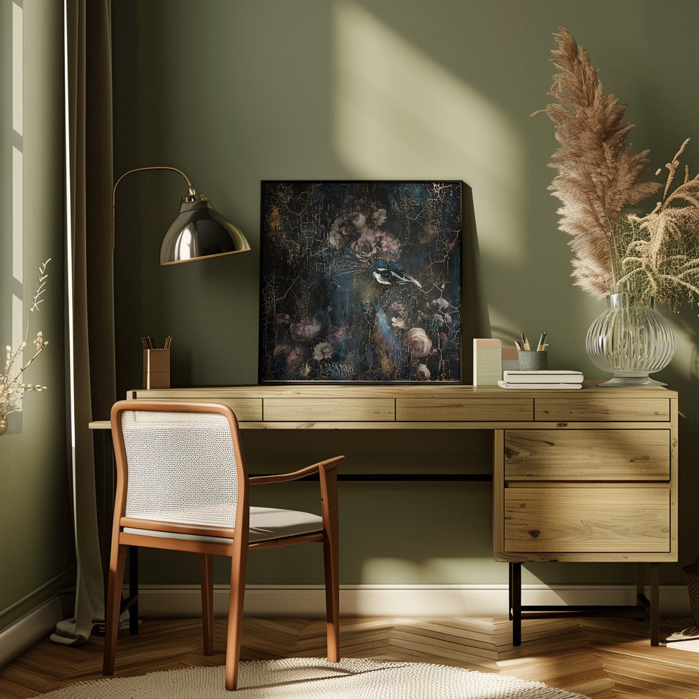 Peacock Vintage Art Illustration Wall Art 2-canvas-DECOROLALA