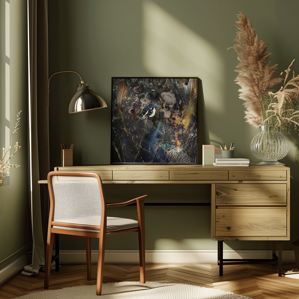 Peacock Vintage Art Illustration Wall Art-canvas-DECOROLALA