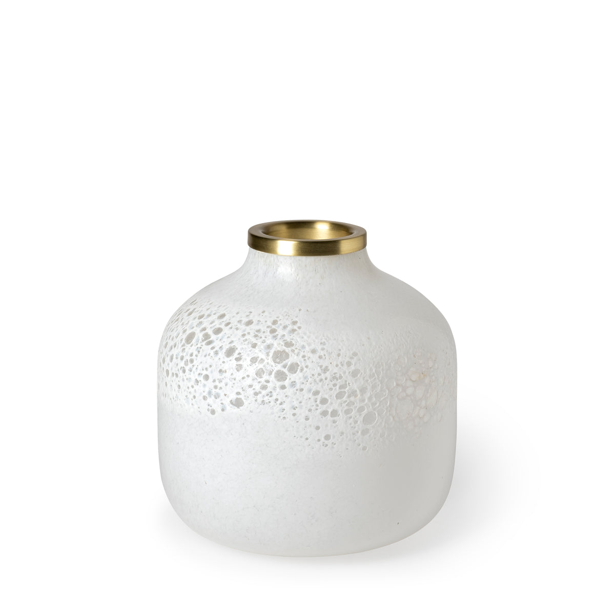 Pearl Short White Gold Rim Glass Vase-Vase-DECOROLALA