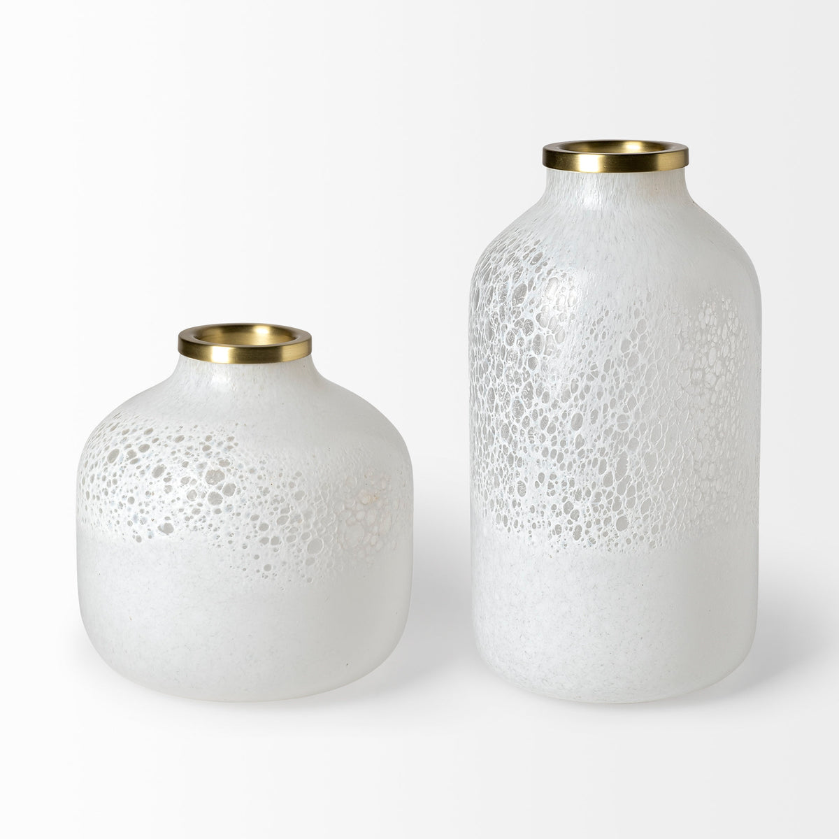 Pearl Short White Gold Rim Glass Vase-Vase-DECOROLALA