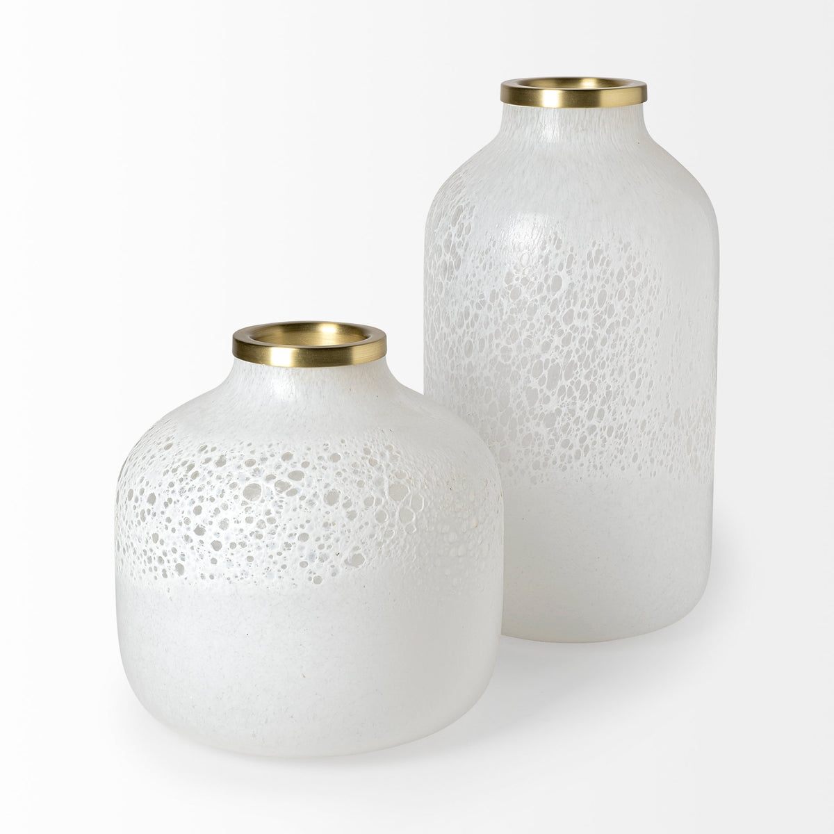 Pearl Short White Gold Rim Glass Vase-Vase-DECOROLALA