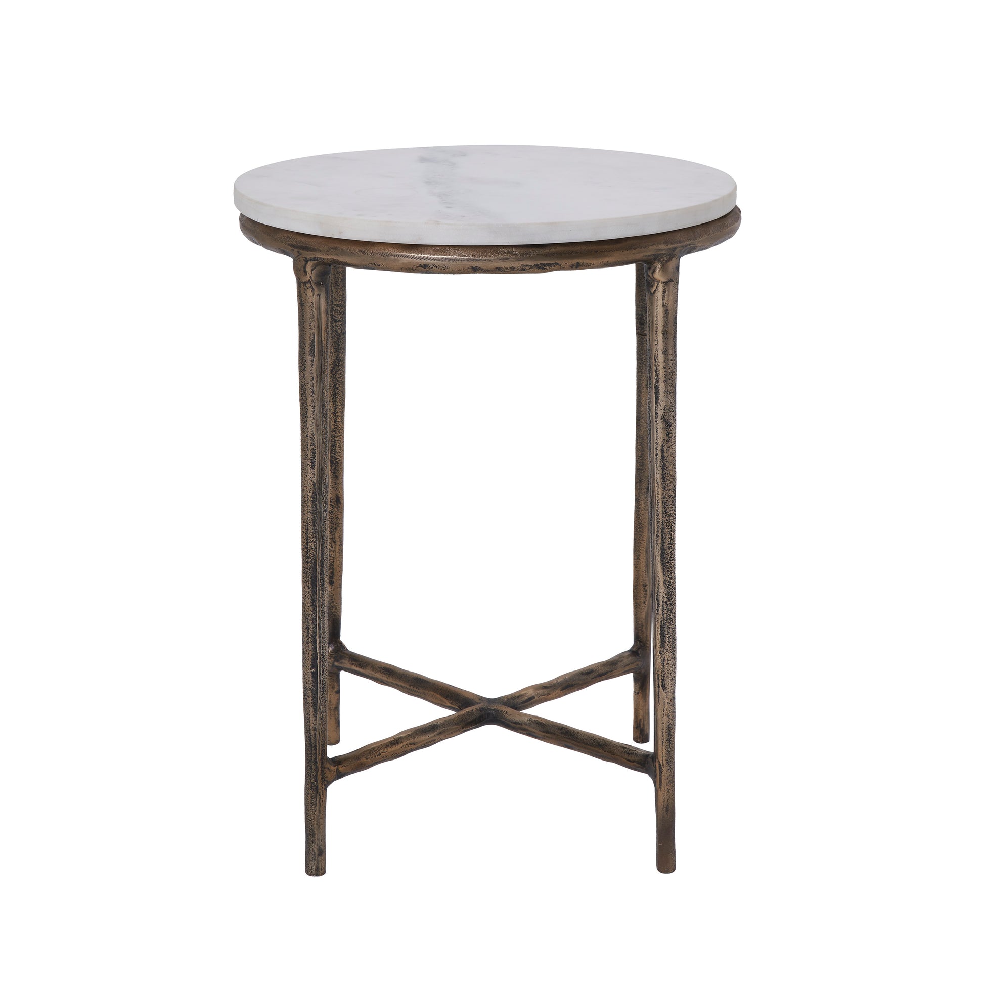 Pearson Indoor Cast Aluminum Side Table, Antique Brass-End Table-DECOROLALA