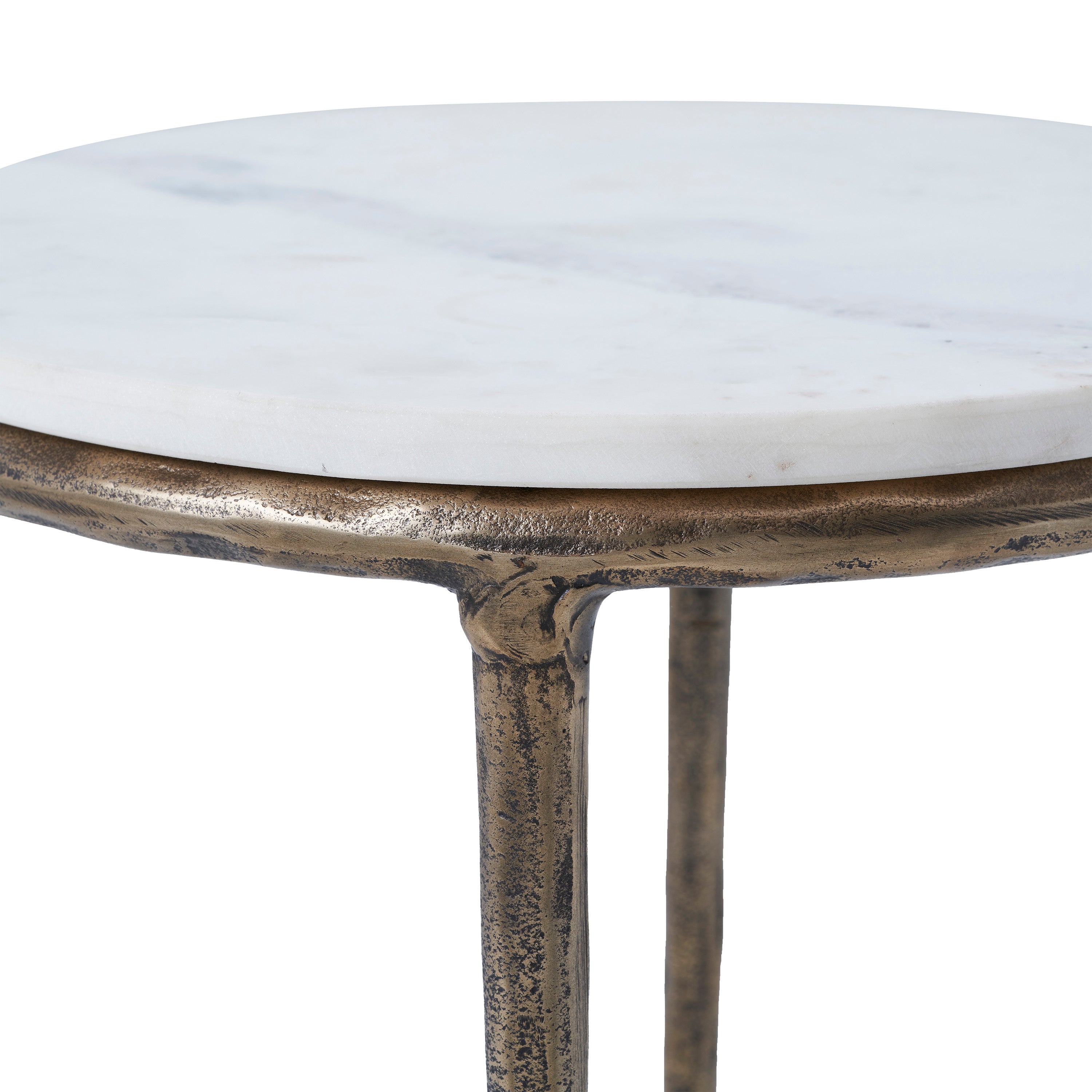 Pearson Indoor Cast Aluminum Side Table, Antique Brass-End Table-DECOROLALA