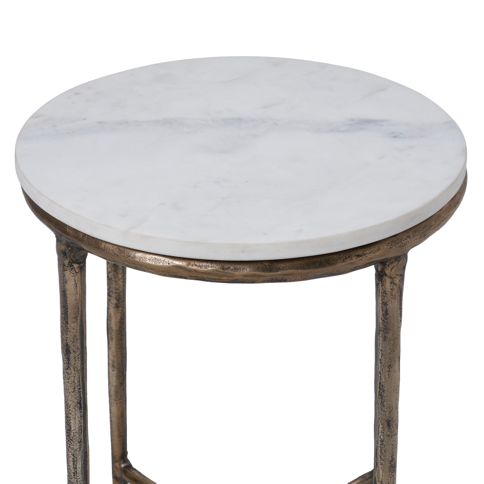 Pearson Indoor Cast Aluminum Side Table, Antique Brass-End Table-DECOROLALA
