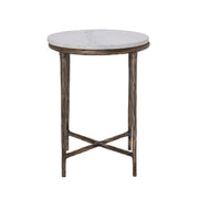 Pearson Indoor Cast Aluminum Side Table, Antique Brass-End Table-DECOROLALA