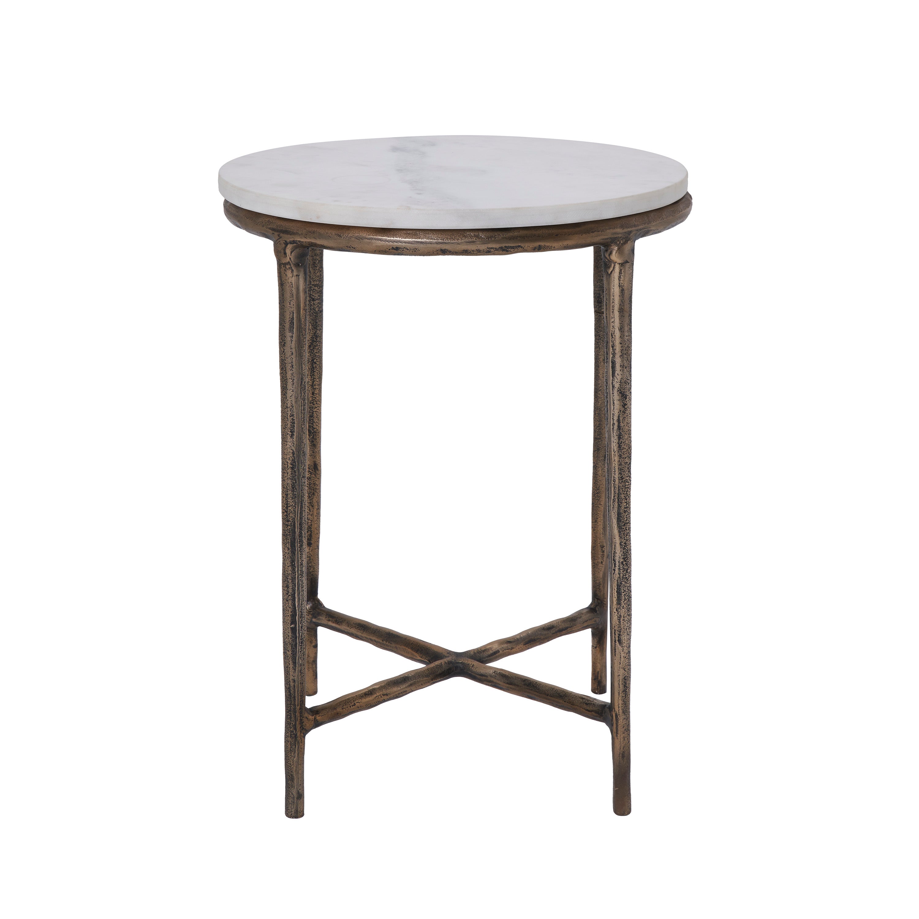 Pearson Indoor Cast Aluminum Side Table, Antique Brass-End Table-DECOROLALA
