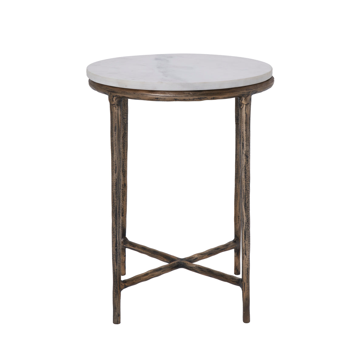 Pearson Indoor Cast Aluminum Side Table, Antique Brass-End Tables-DECOROLALA