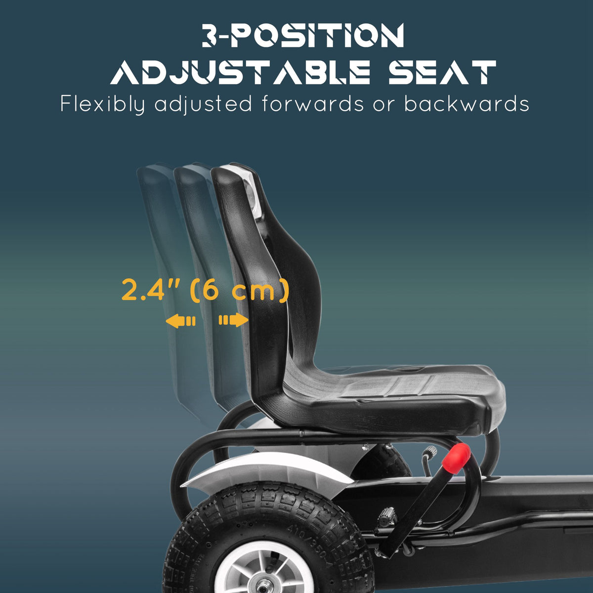 Pedal Go Kart for Kids, Pedal Car with Adjustable Bucket, Handbrake, 4 Rubber Wheels Powered Ride-Toys & Games > Baby & Toddler Toys > Riding & Rocking Toys > Pedal Go Karts for Kids-DECOROLALA
