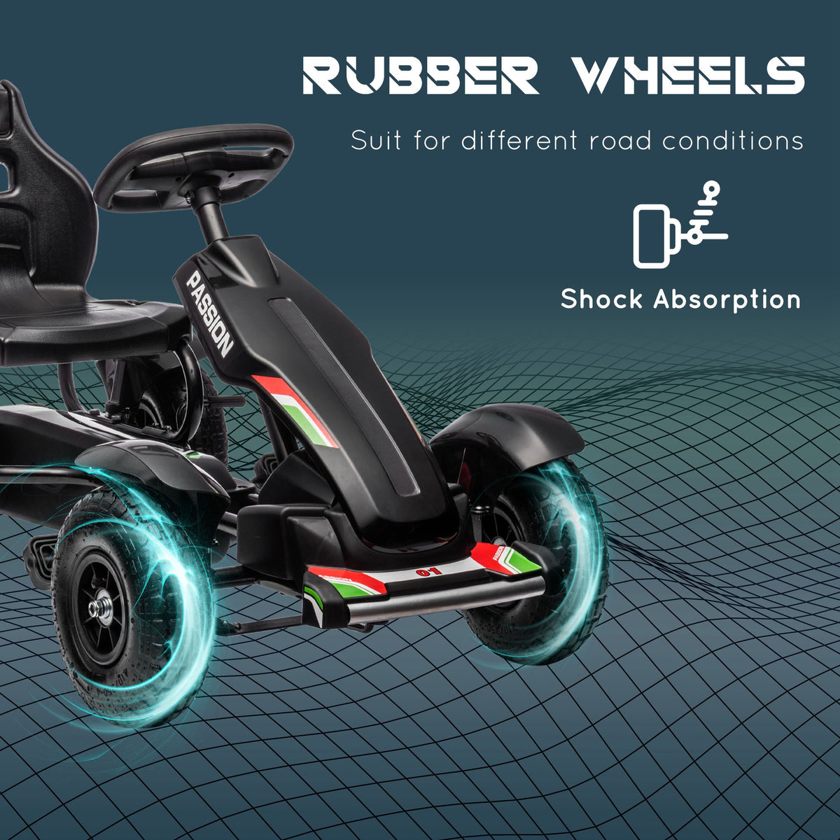 Pedal Go Kart for Kids, Pedal Car with Adjustable Bucket, Handbrake, 4 Rubber Wheels Powered Ride-Toys & Games > Baby & Toddler Toys > Riding & Rocking Toys > Pedal Go Karts for Kids-DECOROLALA