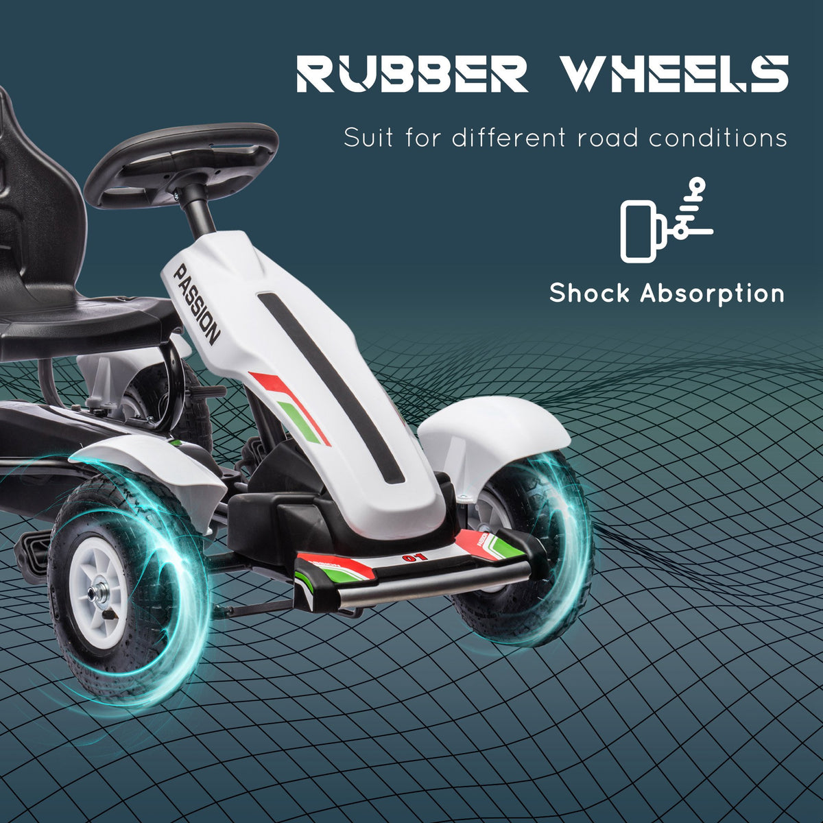 Pedal Go Kart for Kids, Pedal Car with Adjustable Bucket, Handbrake, 4 Rubber Wheels Powered Ride-Toys & Games > Baby & Toddler Toys > Riding & Rocking Toys > Pedal Go Karts for Kids-DECOROLALA