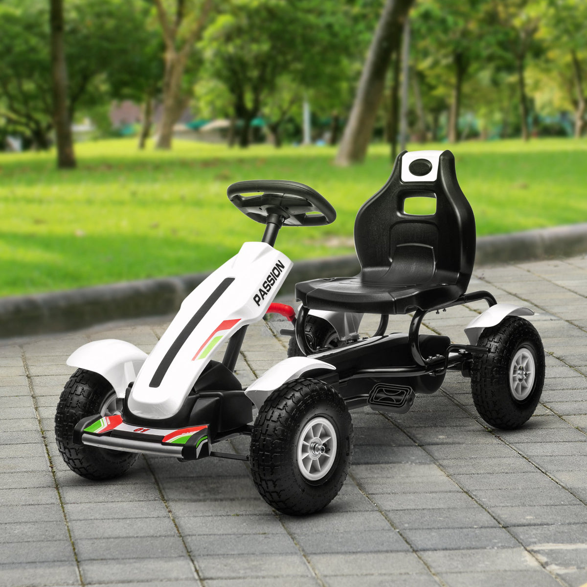 Pedal Go Kart for Kids, Pedal Car with Adjustable Bucket, Handbrake, 4 Rubber Wheels Powered Ride-Toys & Games > Baby & Toddler Toys > Riding & Rocking Toys > Pedal Go Karts for Kids-DECOROLALA