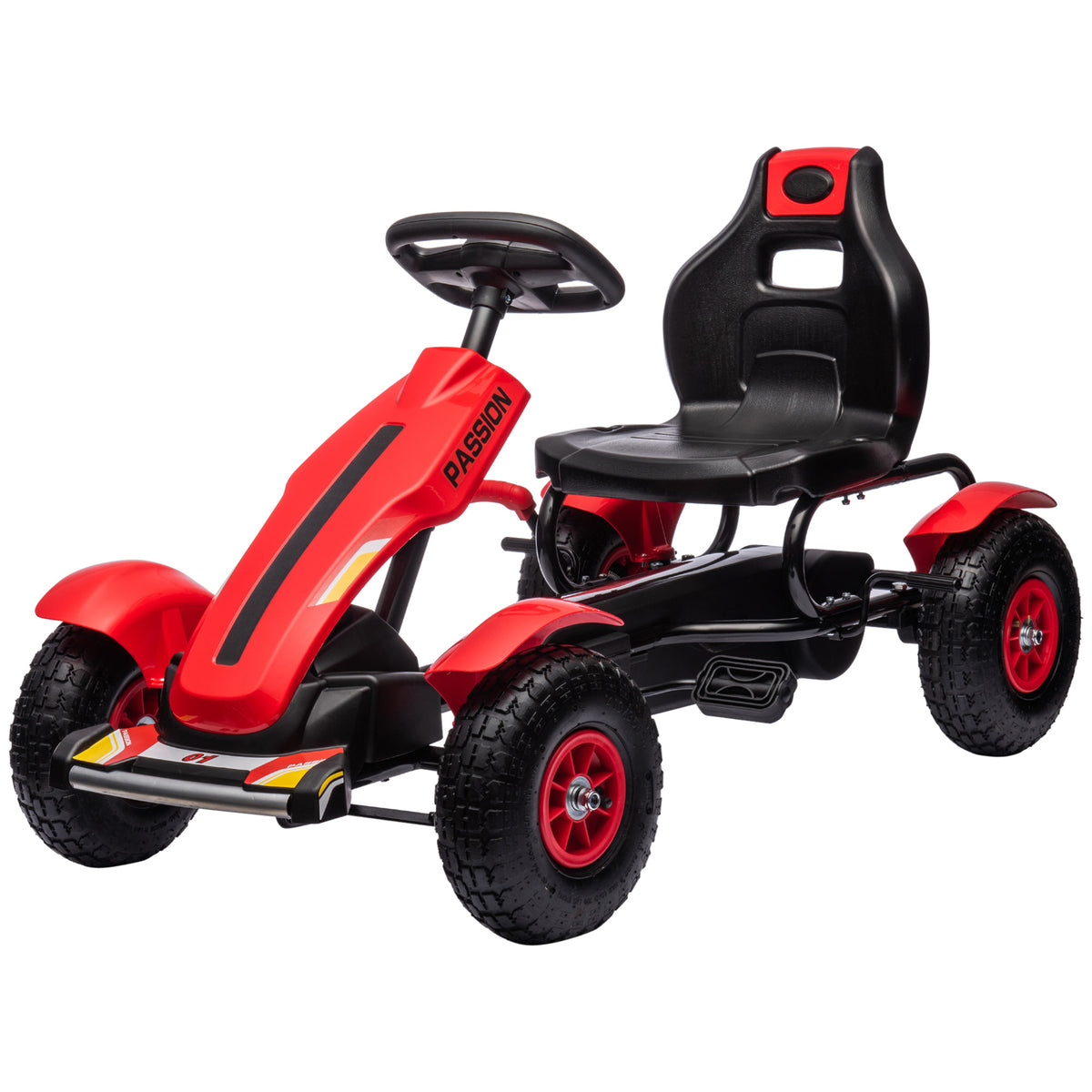 Pedal Go Kart for Kids, Pedal Car with Adjustable Bucket, Handbrake, 4 Rubber Wheels Powered Ride-Toys & Games > Baby & Toddler Toys > Riding & Rocking Toys > Pedal Go Karts for Kids-DECOROLALA