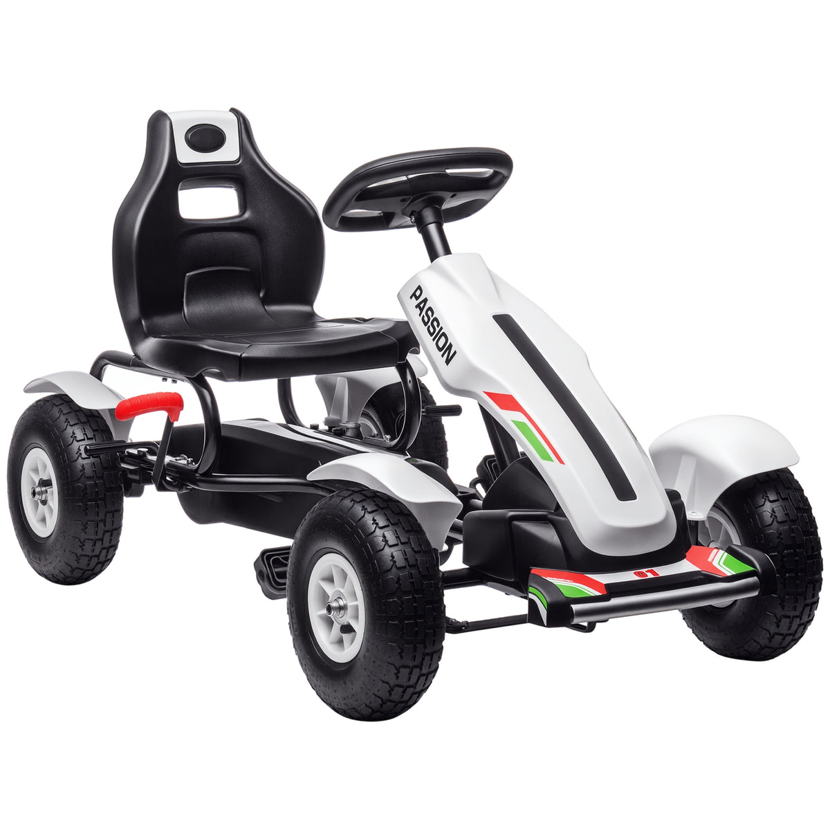 Pedal Go Kart for Kids, Pedal Car with Adjustable Bucket, Handbrake, 4 Rubber Wheels Powered Ride-Toys & Games > Baby & Toddler Toys > Riding & Rocking Toys > Pedal Go Karts for Kids-DECOROLALA
