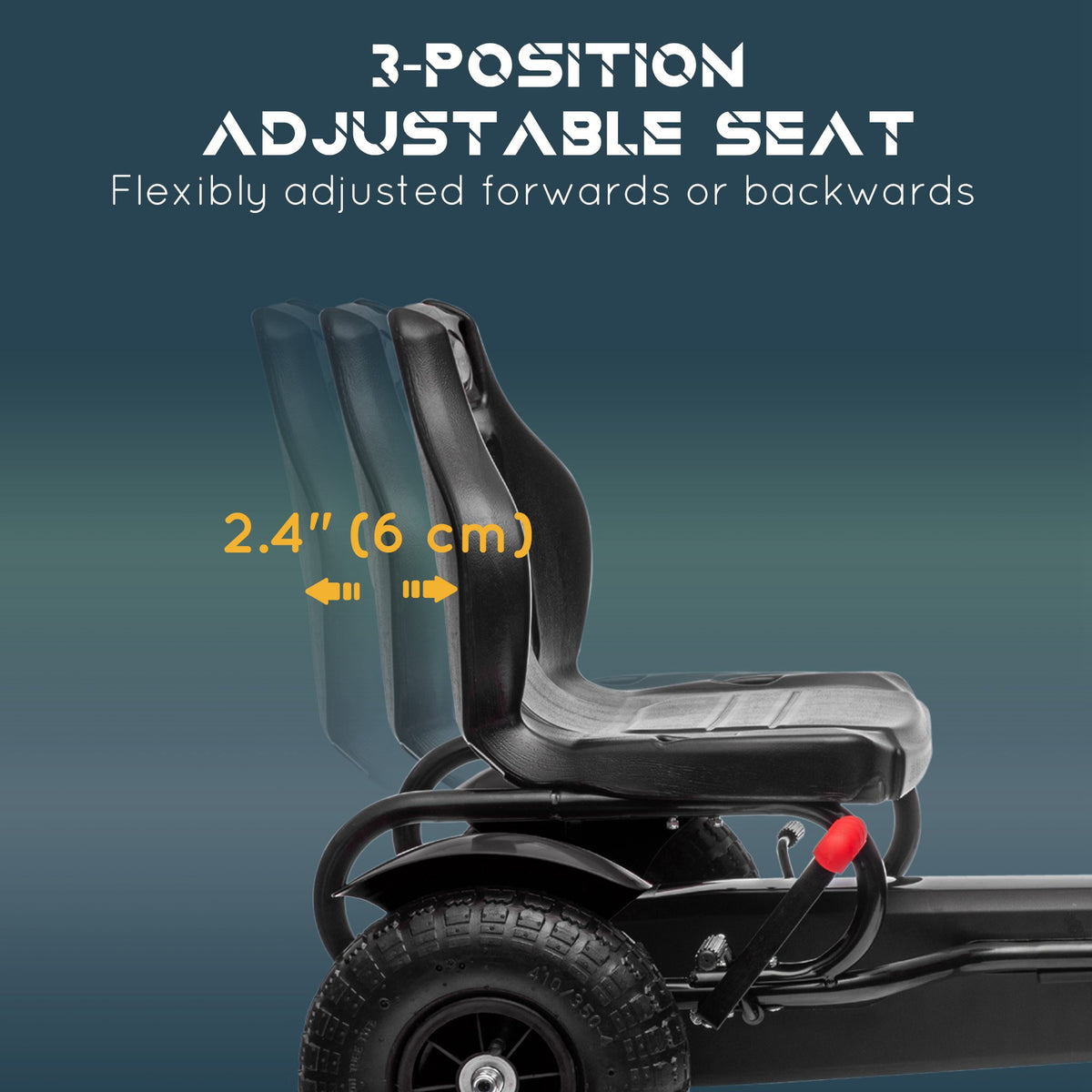 Pedal Go Kart for Kids, Pedal Car with Adjustable Bucket, Handbrake, 4 Rubber Wheels Powered Ride-Toys & Games > Baby & Toddler Toys > Riding & Rocking Toys > Pedal Go Karts for Kids-DECOROLALA