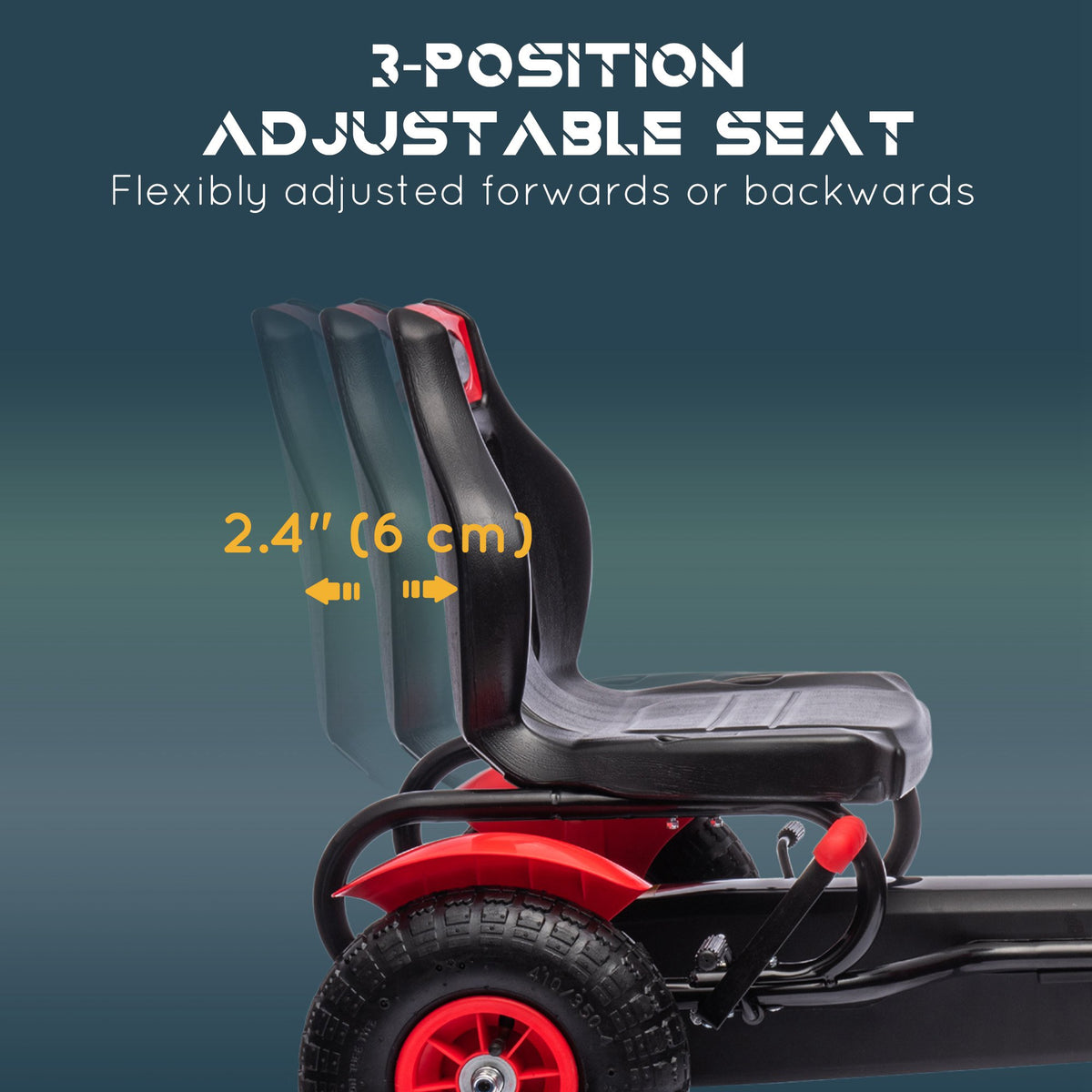 Pedal Go Kart for Kids, Pedal Car with Adjustable Bucket, Handbrake, 4 Rubber Wheels Powered Ride-Toys & Games > Baby & Toddler Toys > Riding & Rocking Toys > Pedal Go Karts for Kids-DECOROLALA