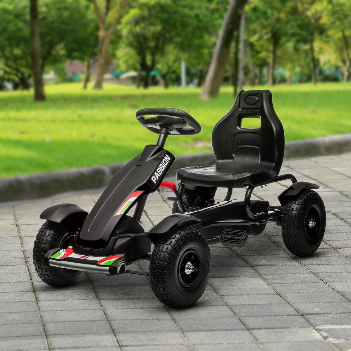 Pedal Go Kart for Kids, Pedal Car with Adjustable Bucket, Handbrake, 4 Rubber Wheels Powered Ride-Toys & Games > Baby & Toddler Toys > Riding & Rocking Toys > Pedal Go Karts for Kids-DECOROLALA