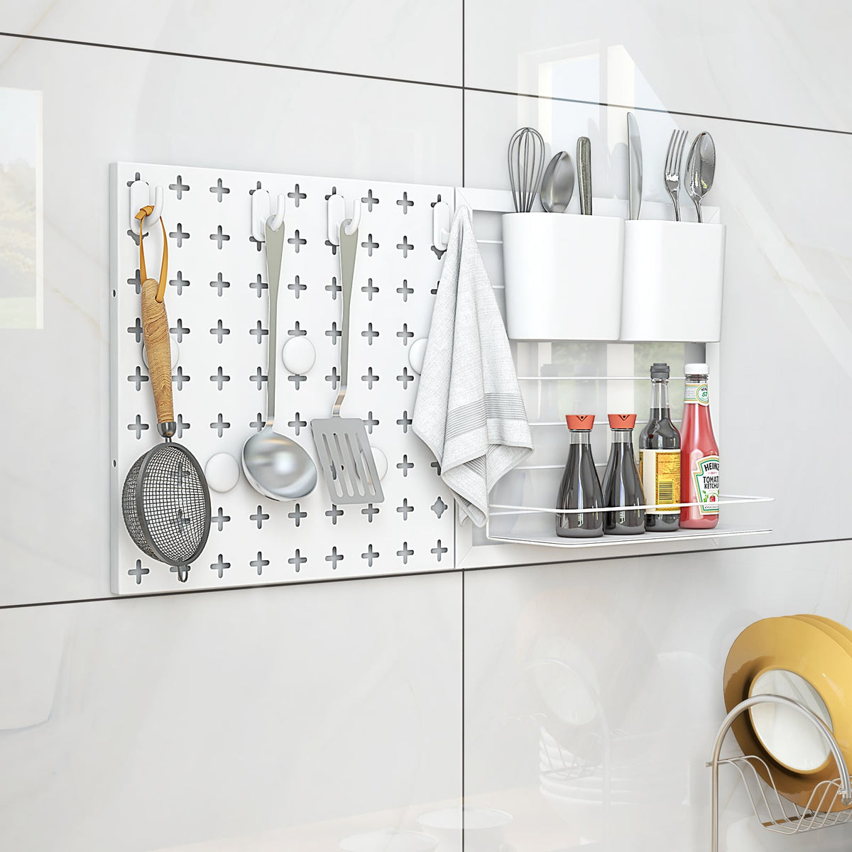 Pegboard Combination Kit Combination Wall Organizer with Magnets and Hooks-Dish Racks-DECOROLALA