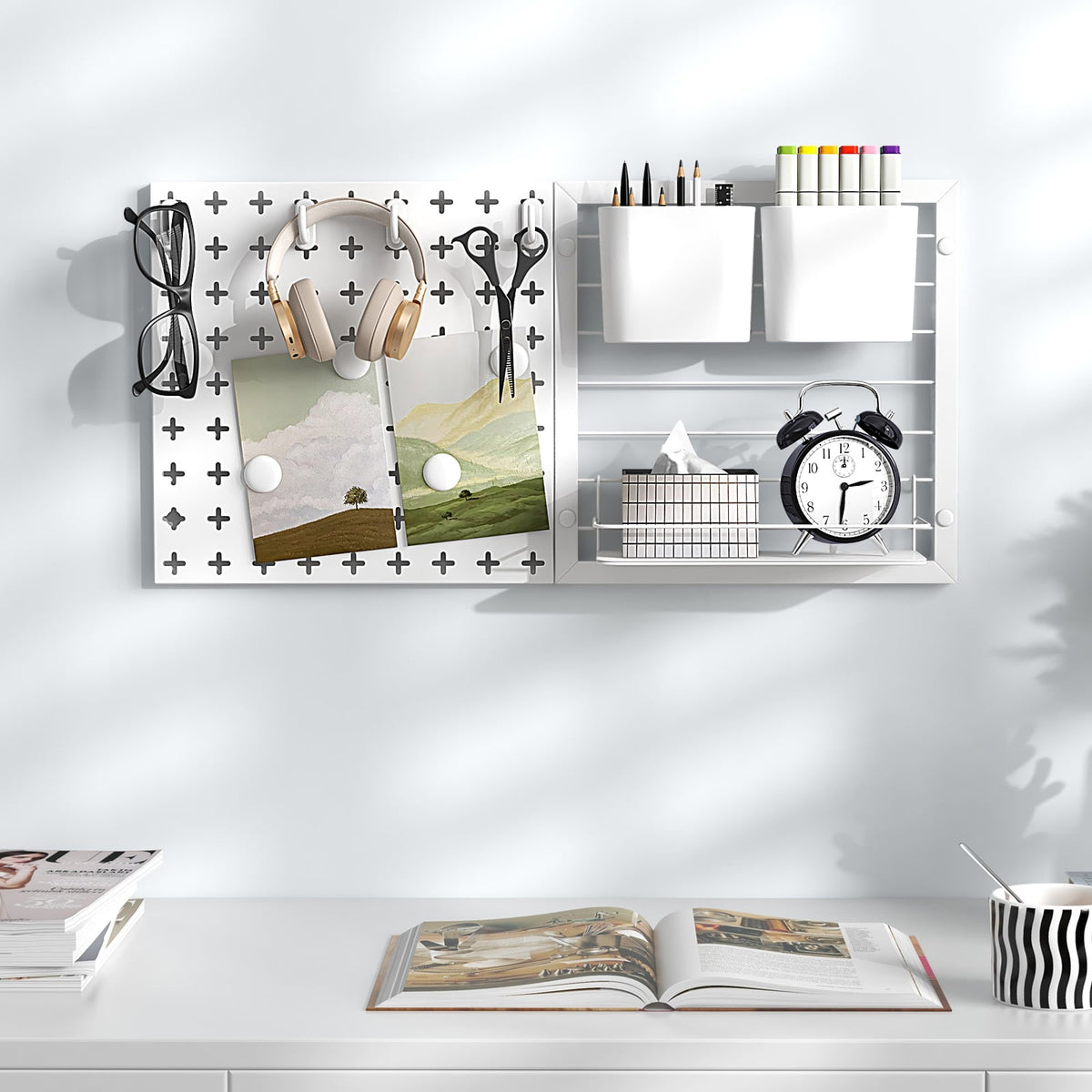 Pegboard Combination Kit Combination Wall Organizer with Magnets and Hooks-Dish Racks-DECOROLALA