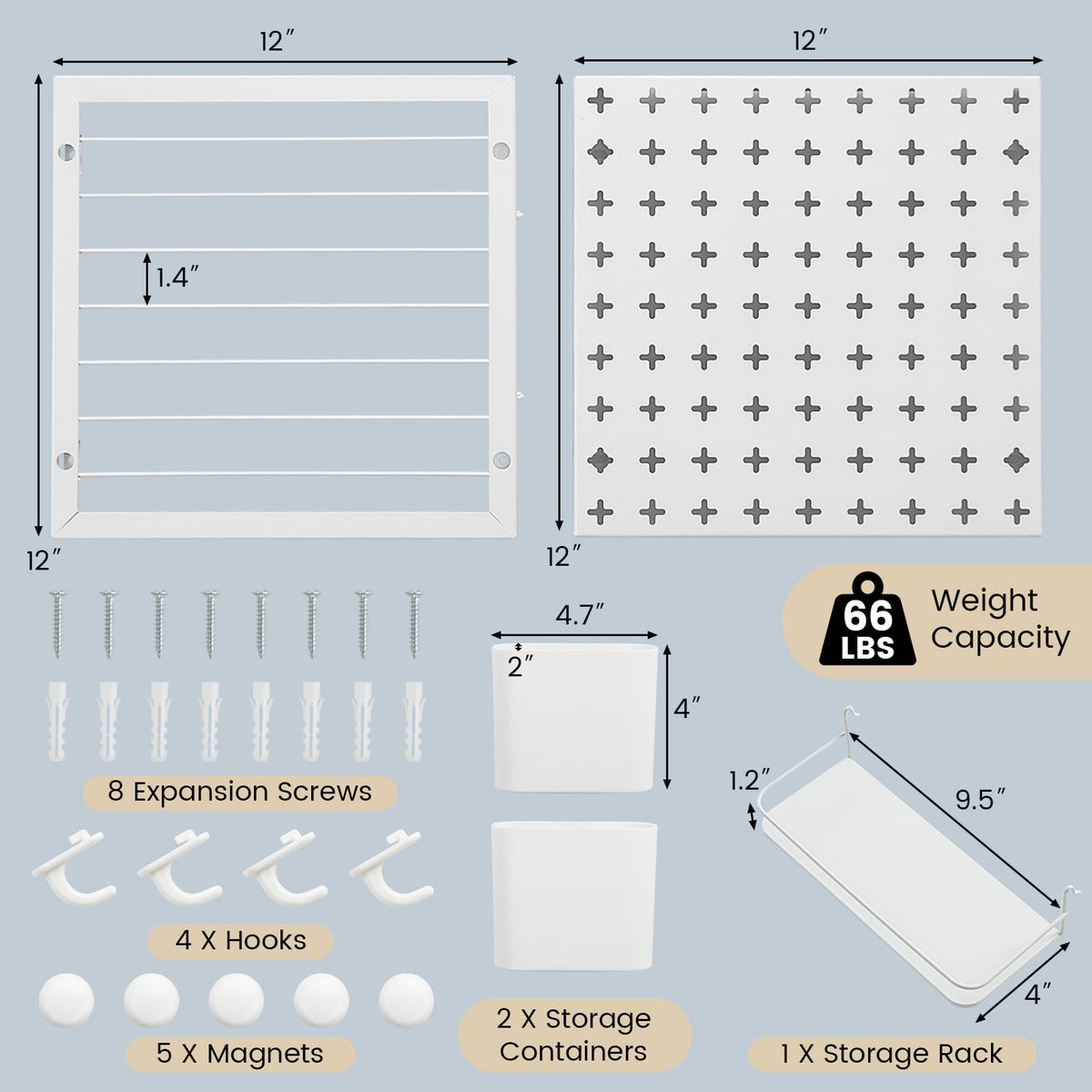 Pegboard Combination Kit Combination Wall Organizer with Magnets and Hooks-Dish Racks-DECOROLALA