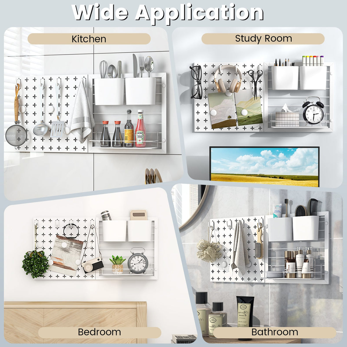 Pegboard Combination Kit Combination Wall Organizer with Magnets and Hooks-Dish Racks-DECOROLALA