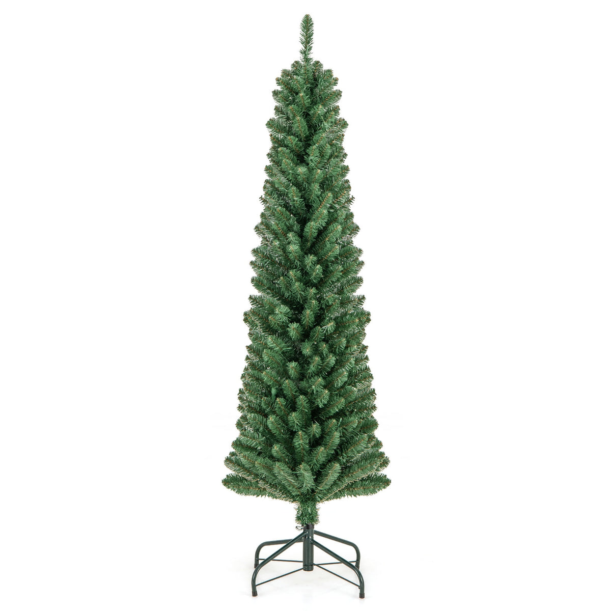 Pencil Christmas Tree with Memory Wire Branch Tips and Warm LED Lights-5FT-Christmas Trees-DECOROLALA