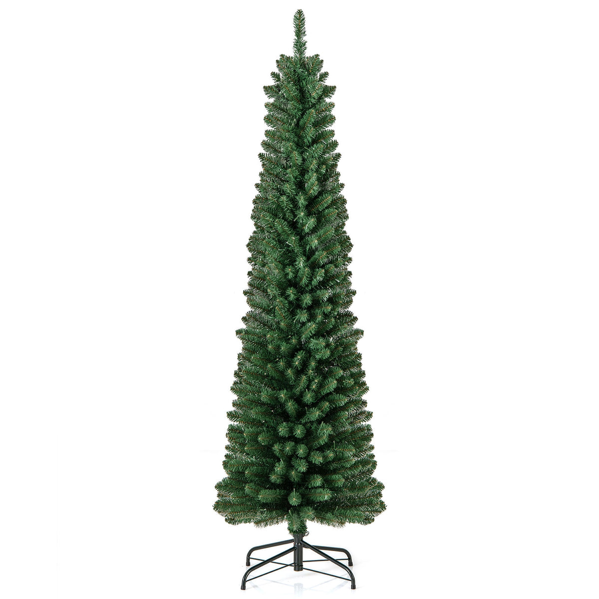 Pencil Christmas Tree with Memory Wire Branch Tips and Warm LED Lights-6FT-Christmas Trees-DECOROLALA