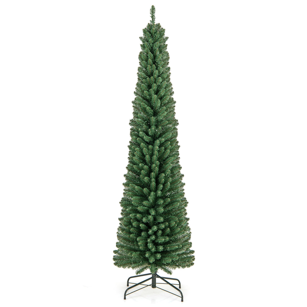 Pencil Christmas Tree with Memory Wire Branch Tips and Warm LED Lights-7FT-Christmas Trees-DECOROLALA