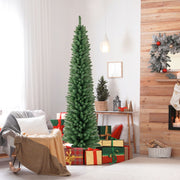 Pencil Christmas Tree with Memory Wire Branch Tips and Warm LED Lights-7FT-Christmas Trees-DECOROLALA
