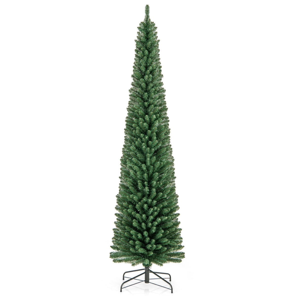 Pencil Christmas Tree with Memory Wire Branch Tips and Warm LED Lights-8FT-Christmas Trees-DECOROLALA