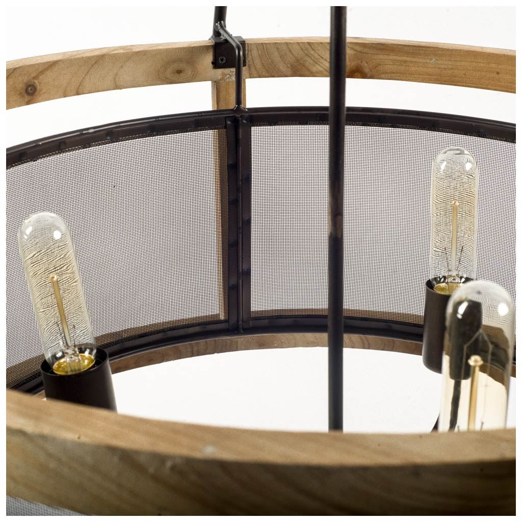 Penhill (25"x24") Black and Wooden Three Bulb Chandelier-Chandeliers-DECOROLALA