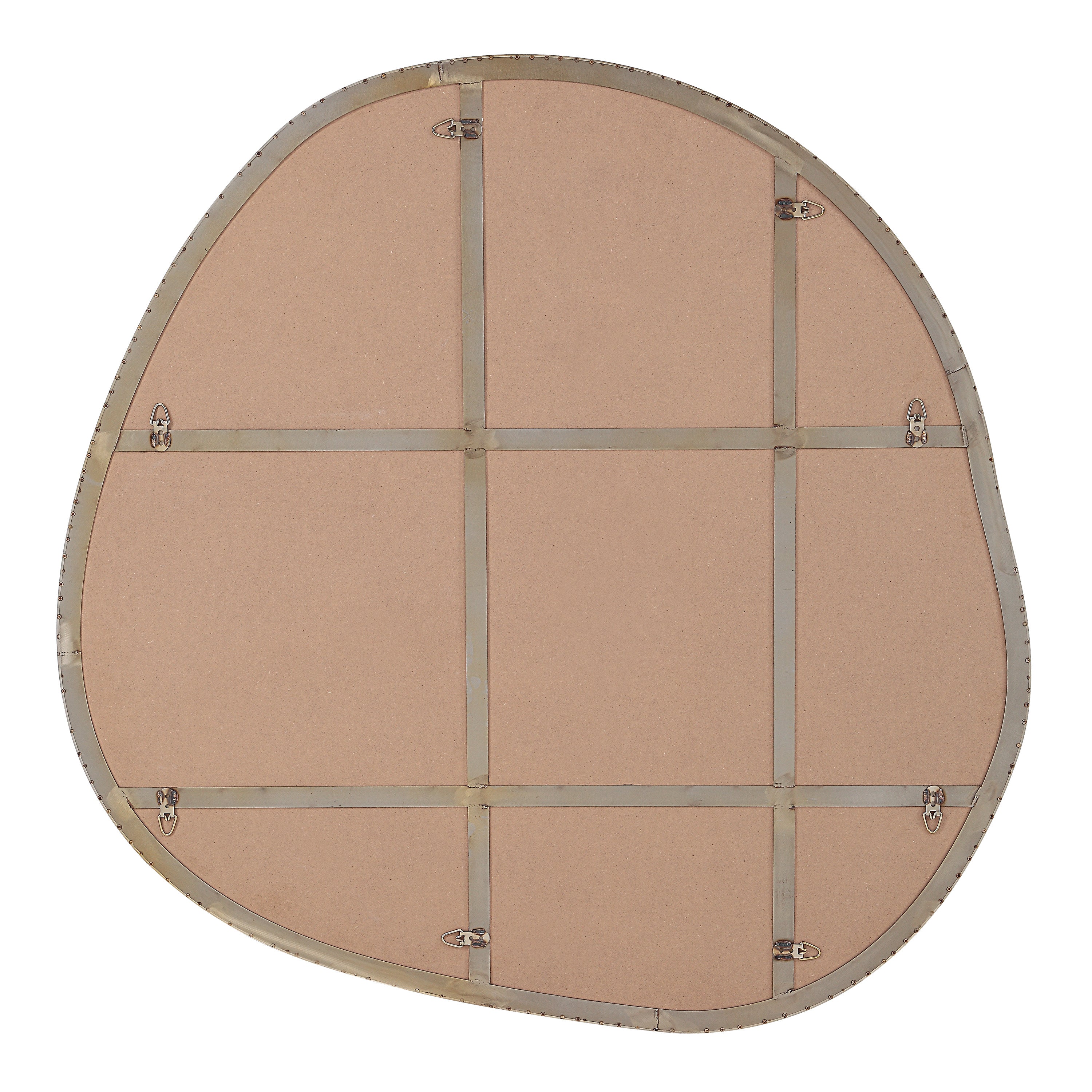 Peony 45" Tall Irregular Round Mirror, Burnished Brass-Mirror-DECOROLALA