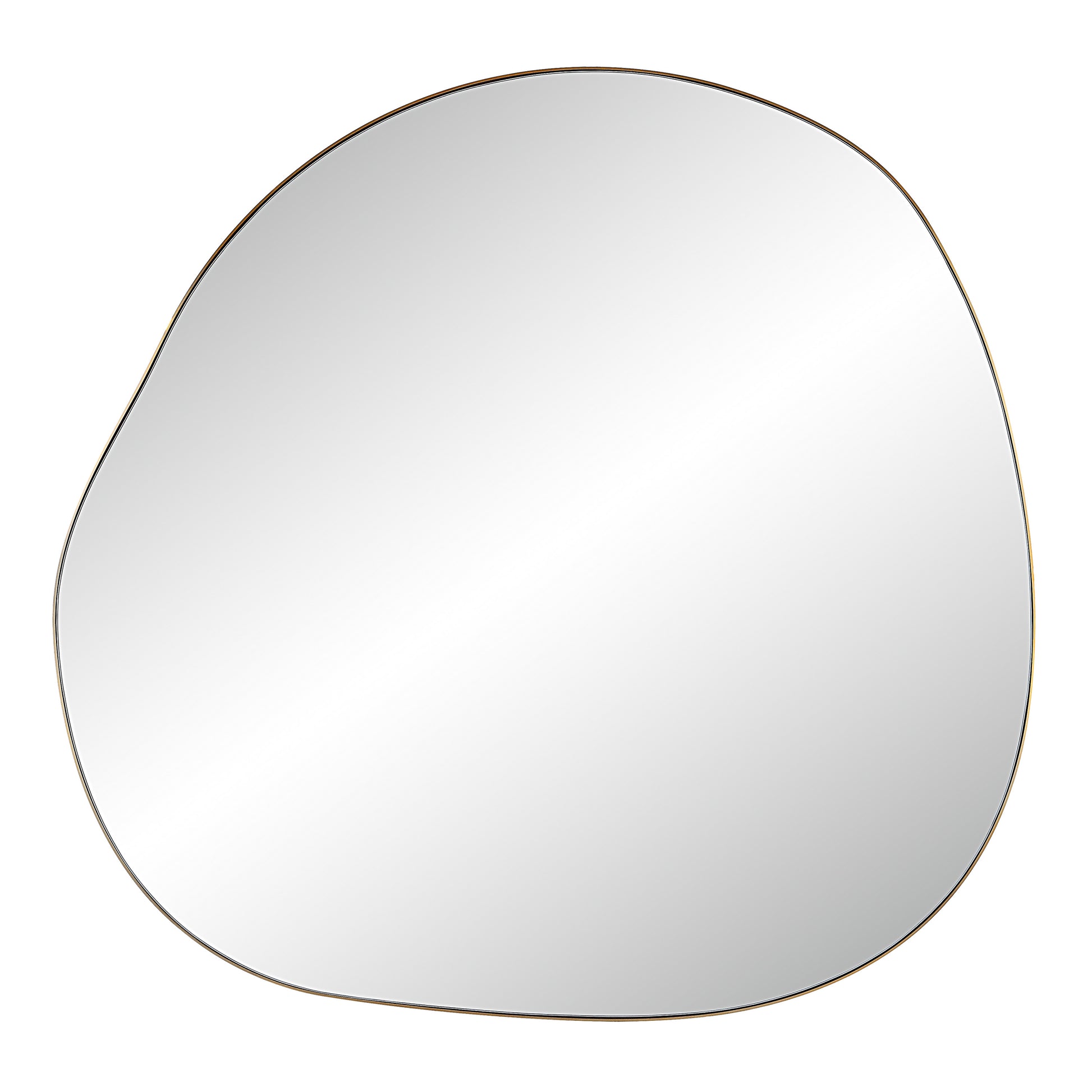 Peony 45" Tall Irregular Round Mirror, Burnished Brass-Mirror-DECOROLALA